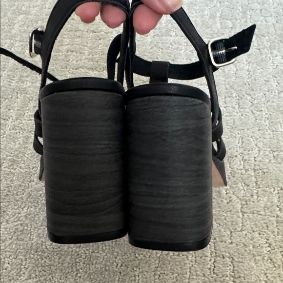 EUC SVEGAN Rollers vegan Leather Platform Fisherman Heels ankle strap black - Picture 10 of 12